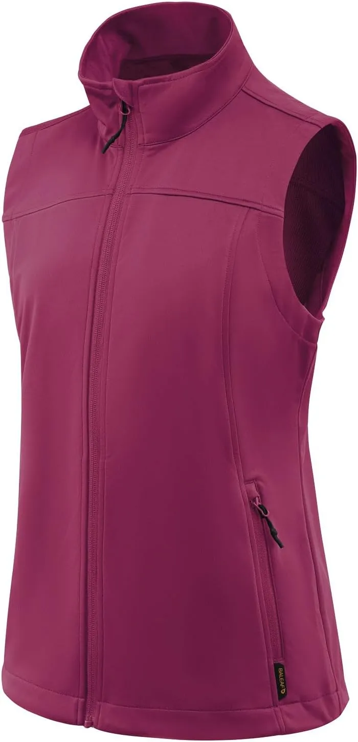 baleaf Women's Lightweight Vest Softshell Sleeveless Jacket Windproof Stand Collar with Zipper Pockets Running Hiking Golf