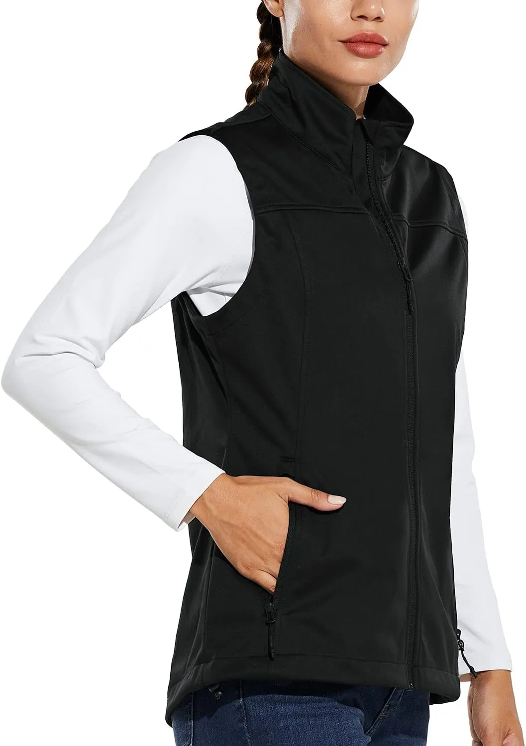 baleaf Women's Lightweight Vest Softshell Sleeveless Jacket Windproof Stand Collar with Zipper Pockets Running Hiking Golf