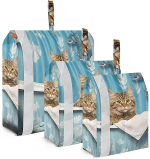 Bathroom Cat Compression Packing Cubes, 3pcs Compressible Expandable Travel Packing Organizer, Travel Cubes for Suitcase Carry On