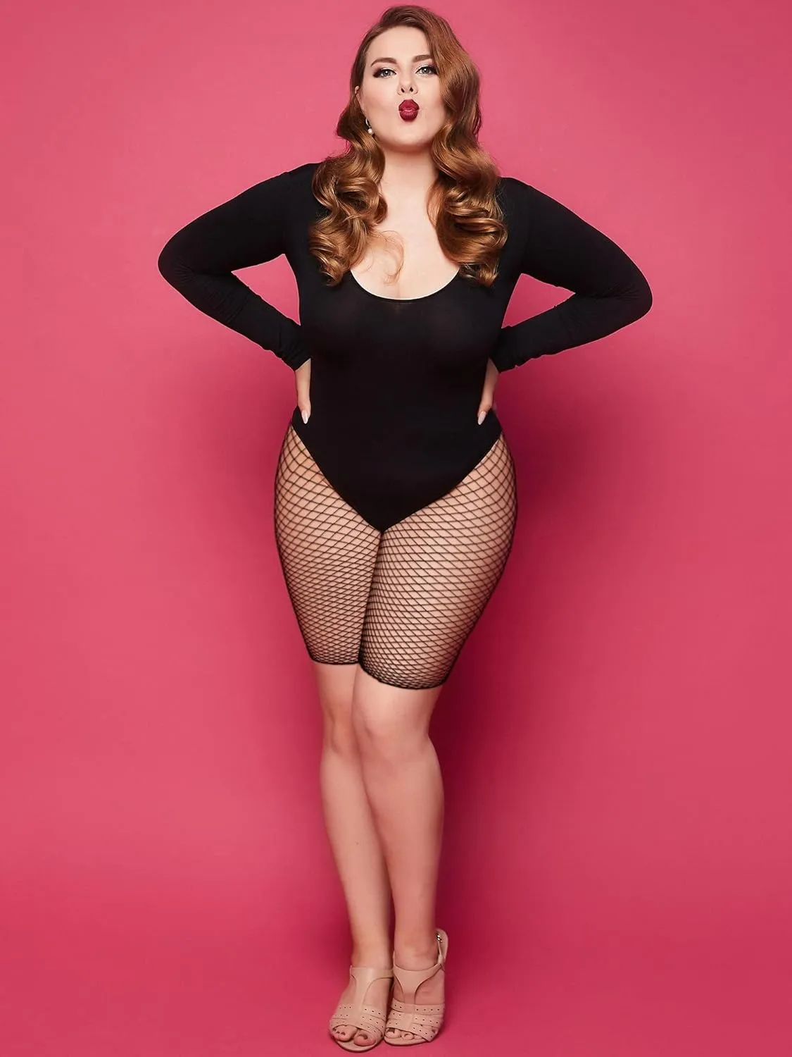 Bencailor 3 Pairs Fishnet Shorts Fishnet Biker Short for Women Elastic High Waisted See Through Mesh Leggings for Women