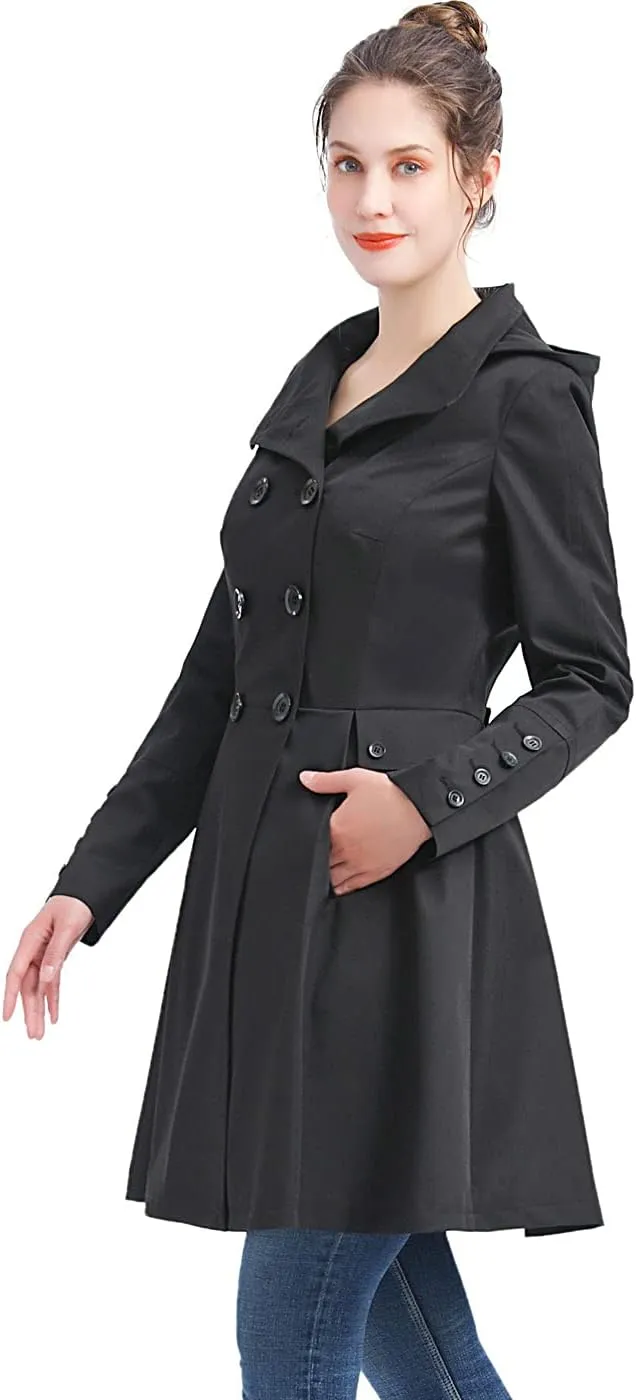 BGSD Women Kayla Waterproof Hooded Mid Length Trench Coat - Regular & Plus Size