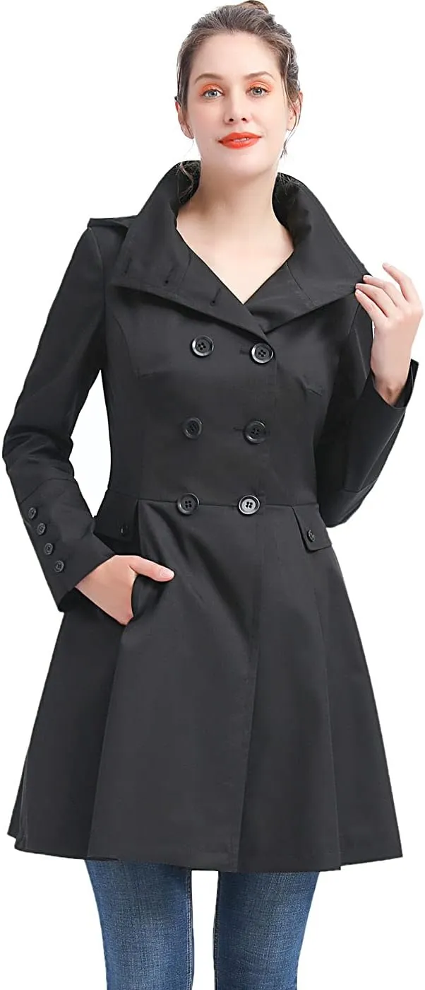 BGSD Women Kayla Waterproof Hooded Mid Length Trench Coat - Regular & Plus Size