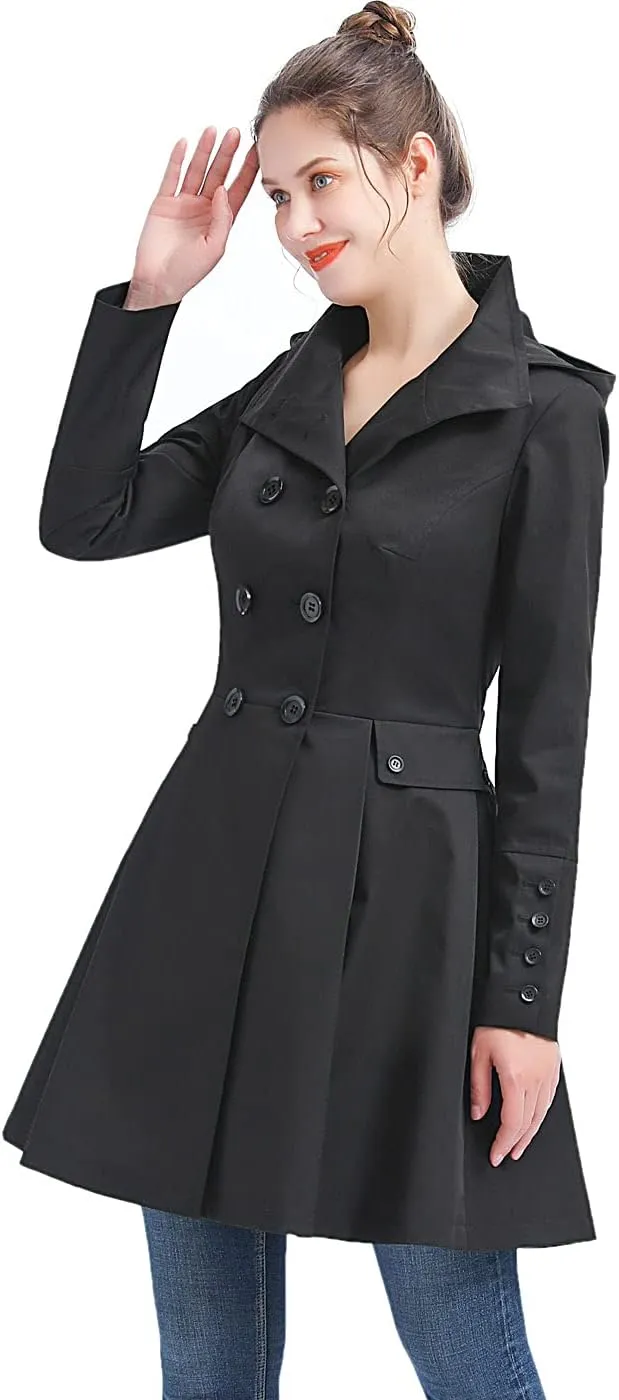 BGSD Women Kayla Waterproof Hooded Mid Length Trench Coat - Regular & Plus Size