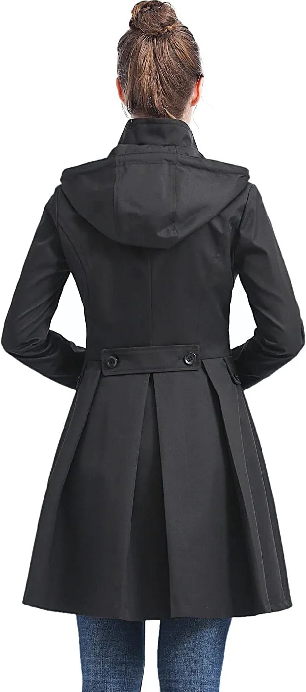 BGSD Women Kayla Waterproof Hooded Mid Length Trench Coat - Regular & Plus Size