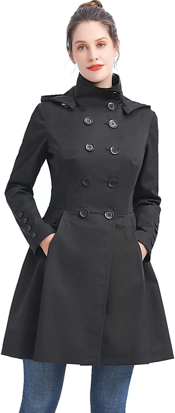BGSD Women Kayla Waterproof Hooded Mid Length Trench Coat - Regular & Plus Size