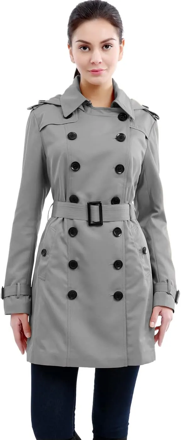 BGSD Women Leah Waterproof Hooded Mid Length Trench Coat
