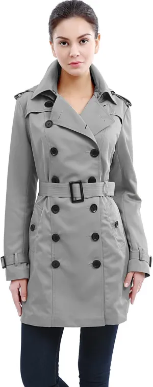 BGSD Women Leah Waterproof Hooded Mid Length Trench Coat