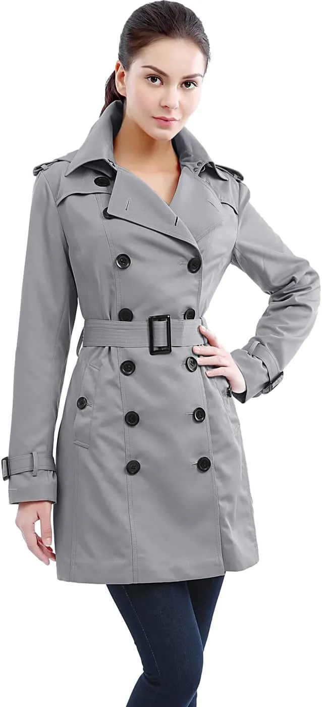 BGSD Women Leah Waterproof Hooded Mid Length Trench Coat
