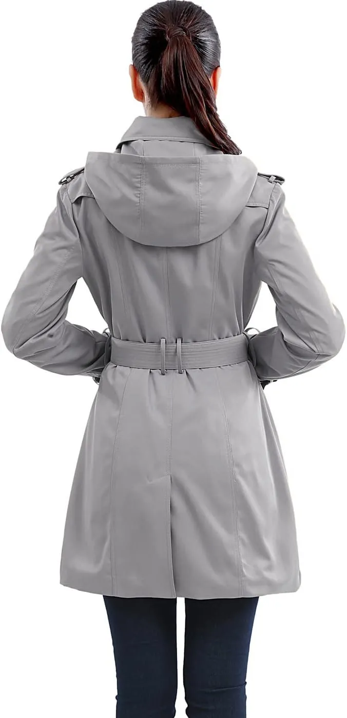 BGSD Women Leah Waterproof Hooded Mid Length Trench Coat