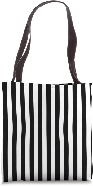 Black and White Striped Girly Stripes Preppy Aesthetic Cute Tote Bag