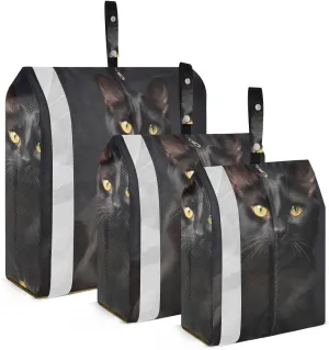 Black Cat Compression Packing Cubes, 3pcs Compressible Expandable Travel Packing Organizer, Travel Cubes for Suitcase Carry On