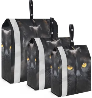 Black Cat Compression Packing Cubes, 3pcs Compressible Expandable Travel Packing Organizer, Travel Cubes for Suitcase Carry On