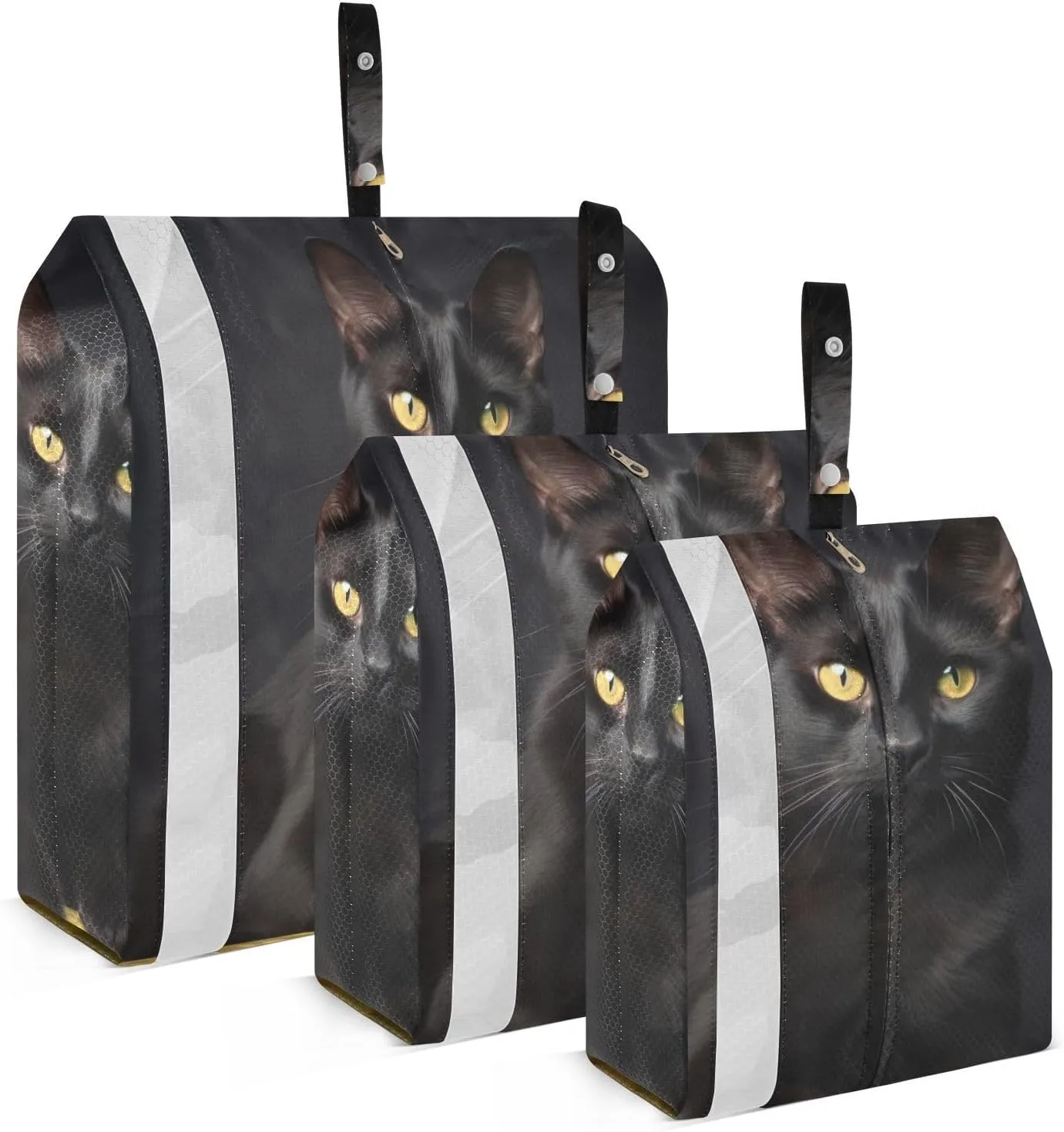 Black Cat Compression Packing Cubes, 3pcs Compressible Expandable Travel Packing Organizer, Travel Cubes for Suitcase Carry On