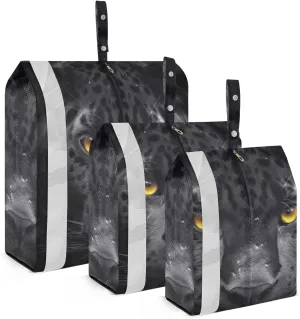Black Leopard Compression Packing Cubes, 3pcs Compressible Expandable Travel Packing Organizer, Travel Cubes for Suitcase Carry On