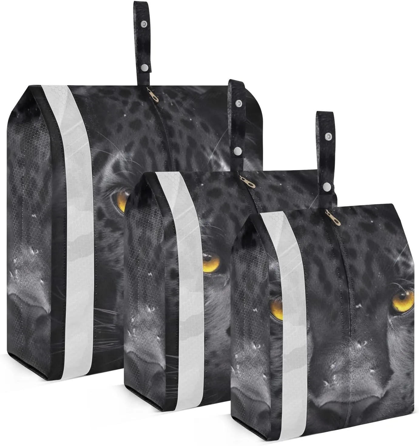 Black Leopard Compression Packing Cubes, 3pcs Compressible Expandable Travel Packing Organizer, Travel Cubes for Suitcase Carry On