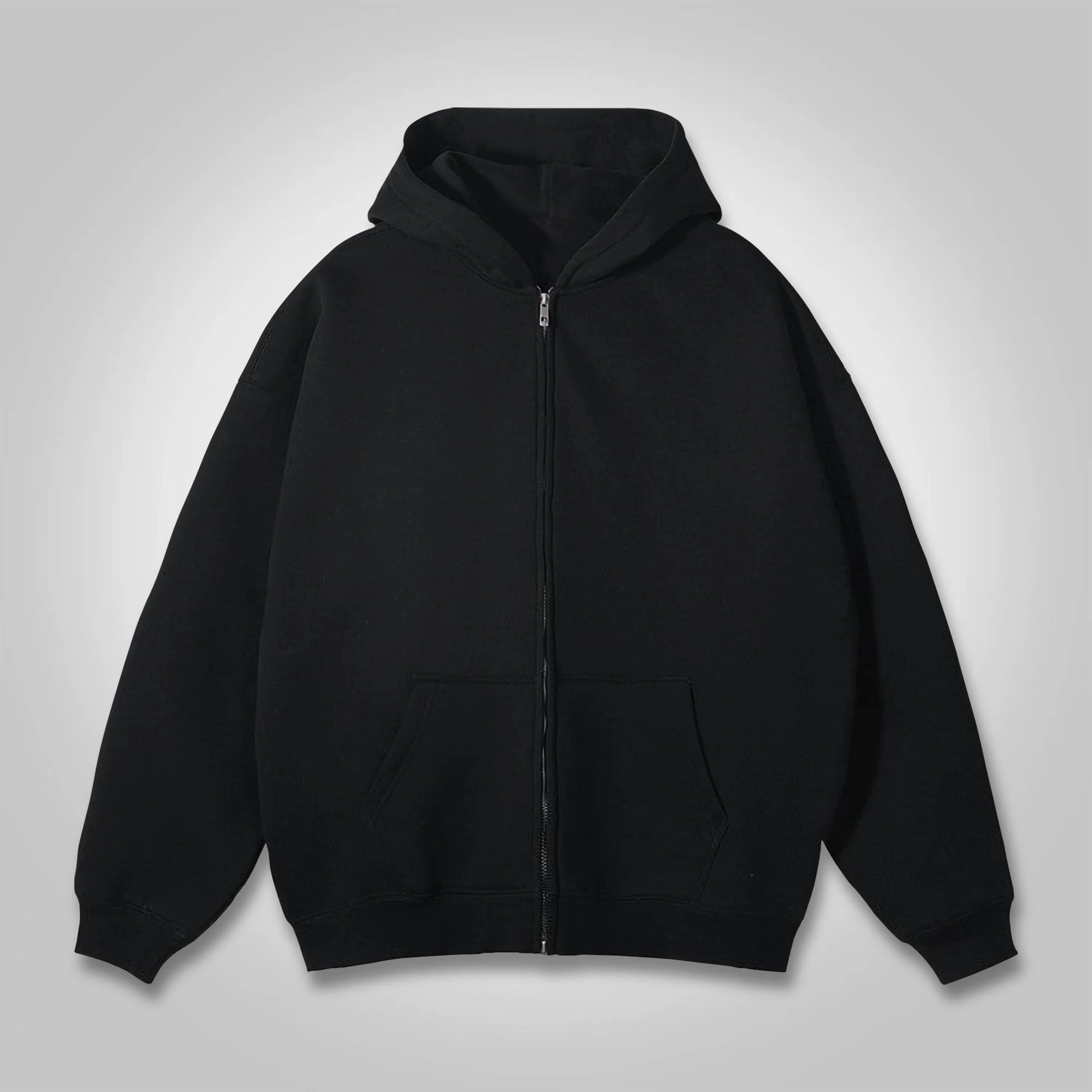 Blavra Essential Solid Color Pocket Zip Up Hoodie