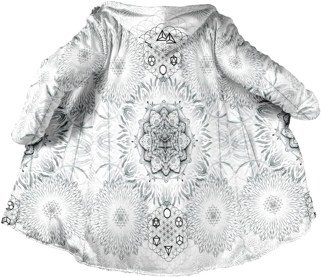 BLOOM Mandala Psychedelic 3D Print Dream Cloak Thick Warm Hooded Men Overcoat Windproof Fleece Jacket