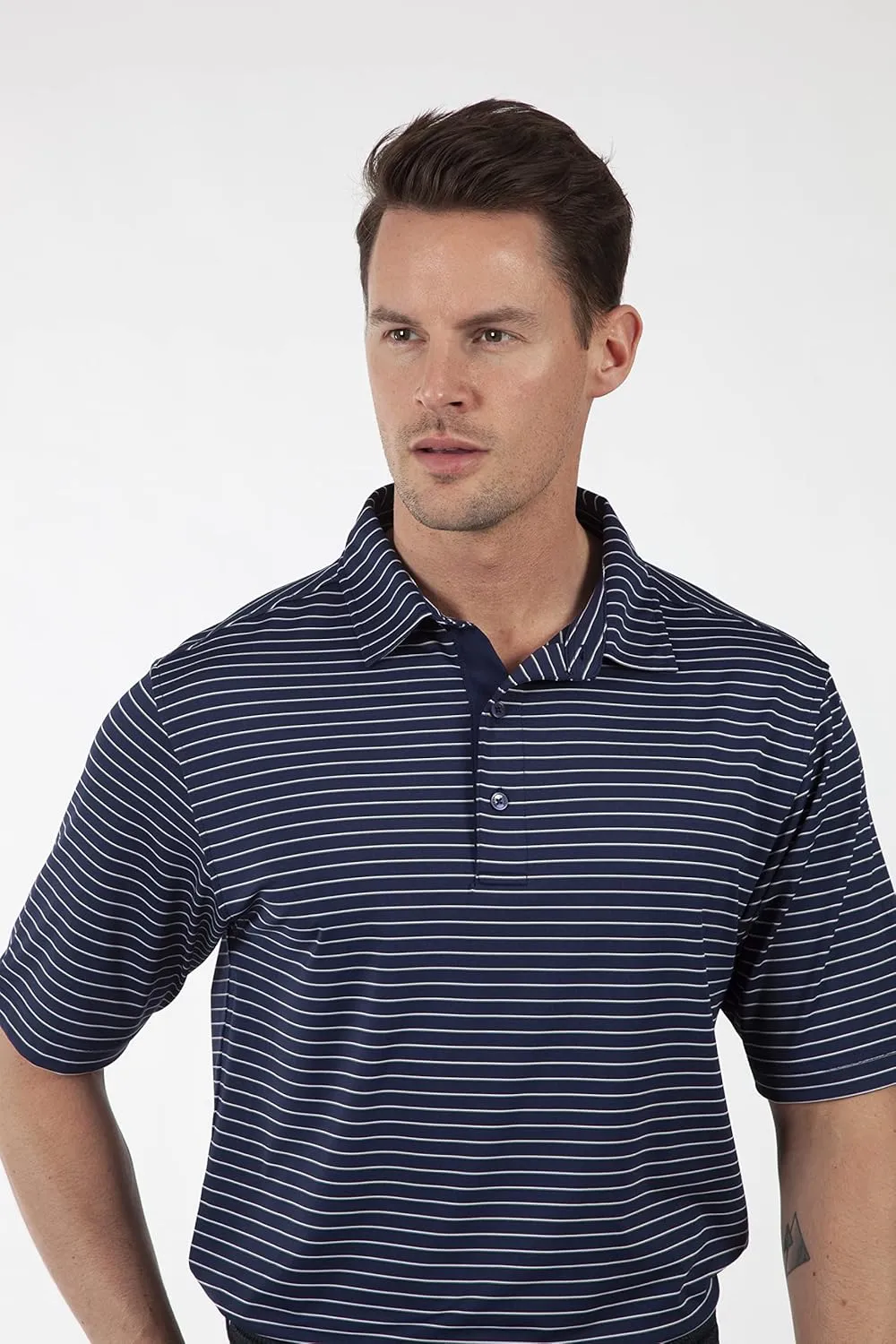 Bobby Jones Golf Apparel - Performance RTJ Cypress Stripe Short Sleeve Golf Polo for Men