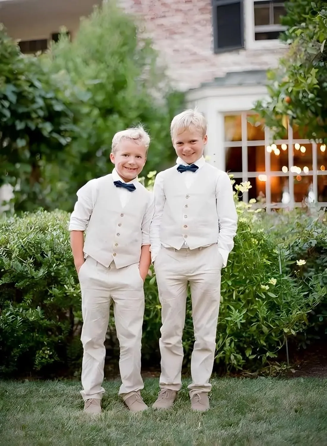 Boys Linen Suit Boys Tuxedo Slim Fit 3 Piece Summer Suit Kids Linen Suit Jacket Vest Pant