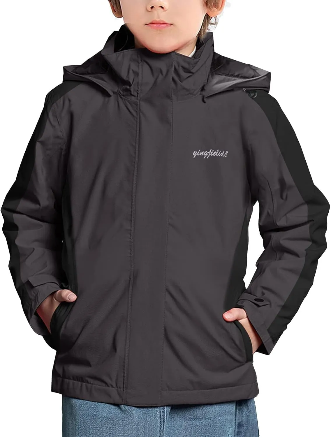 Boy's Waterproof Ski Jacket,Kids Warm Winter Snow Coat,Hooded Fleece Outwear,Windproof RainCoat