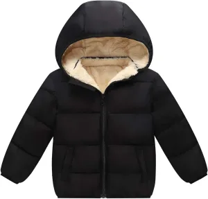 Boys/Girls Thick Jacket Fleece Warm Hooded Windproof Winter Coat Outwear for 2-7 Years
