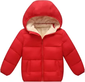 Boys/Girls Thick Jacket Fleece Warm Hooded Windproof Winter Coat Outwear for 2-7 Years