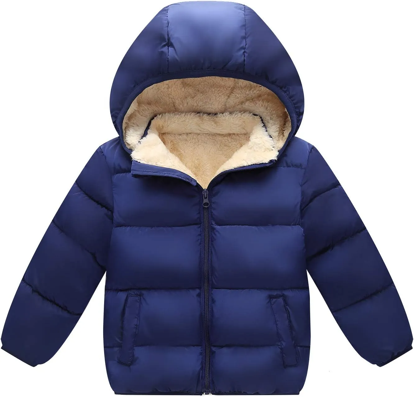 Boys/Girls Thick Jacket Fleece Warm Hooded Windproof Winter Coat Outwear for 2-7 Years