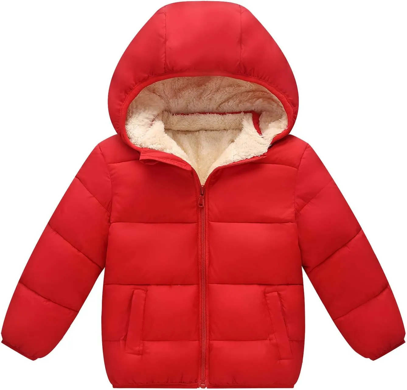 Boys/Girls Thick Jacket Fleece Warm Hooded Windproof Winter Coat Outwear for 2-7 Years