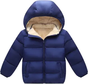 Boys/Girls Thick Jacket Fleece Warm Hooded Windproof Winter Coat Outwear for 2-7 Years