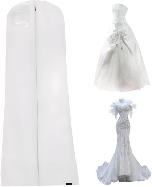 Bridal Wedding Gown Dress Garment Bag Extra-Long Waterproof Travel Garment Cover with Viewing Window Full-Length Zippered Garment Bag with Label Compartment for Gowns Suits Coats