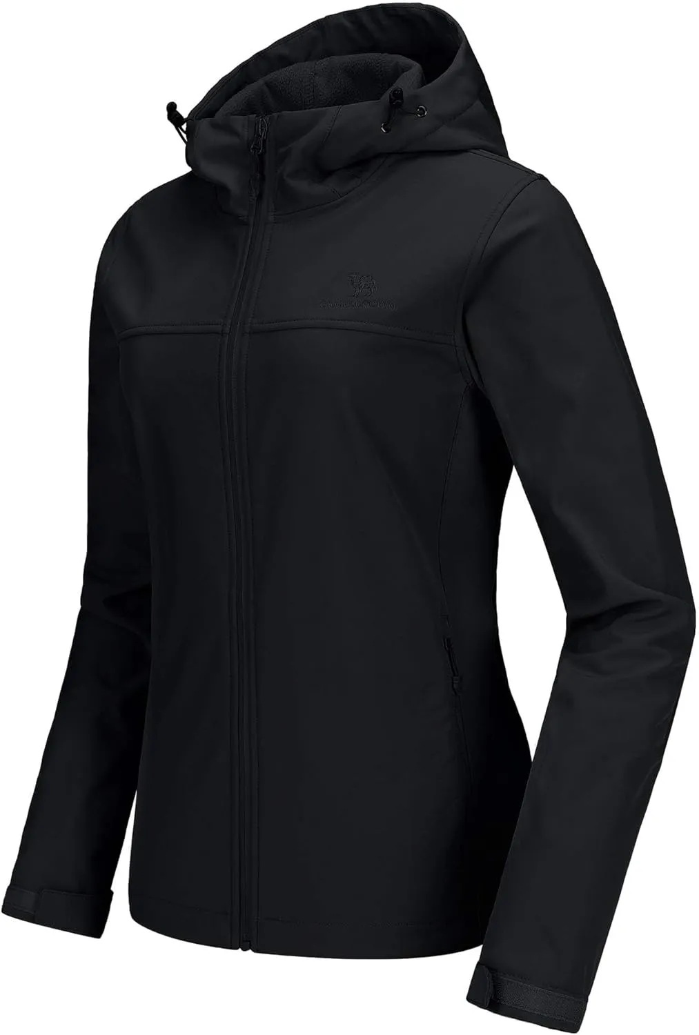 CAMEL CROWN Womens Fleece Lined Softshell Jacket Hooded Waterproof Windproof Lightweight Insulated Winbreaker Hiking Camping