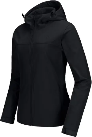 CAMEL CROWN Womens Fleece Lined Softshell Jacket Hooded Waterproof Windproof Lightweight Insulated Winbreaker Hiking Camping
