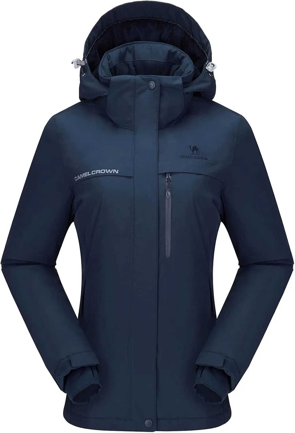 CAMEL CROWN Womens Mountain Snow Waterproof Ski Jacket Detachable Hood Windproof Fleece Parka Rain Jackt Winter Coat