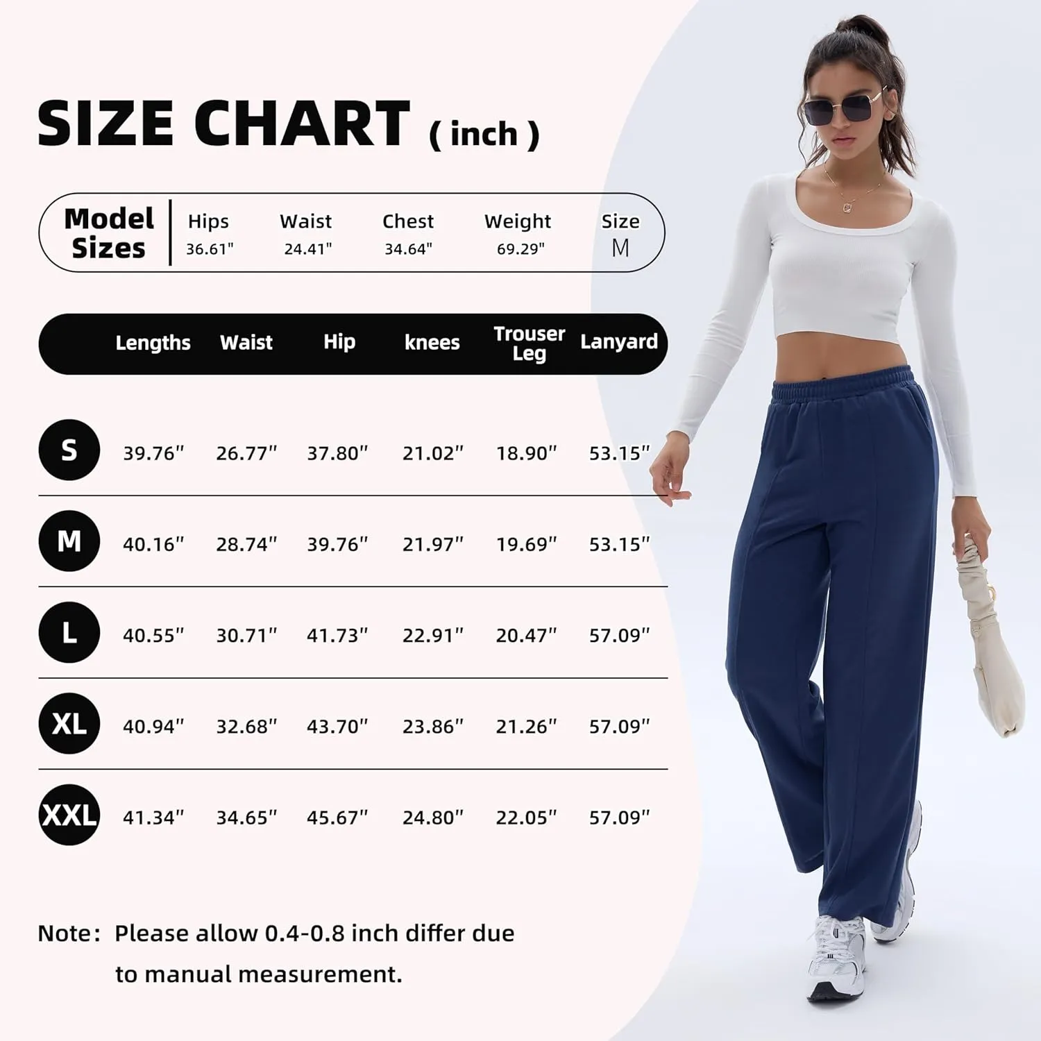 Cargo Sweatpants for Women High Waisted Wide Leg Cargo Pant Baggy Elastic Thicken with 6 Pockets