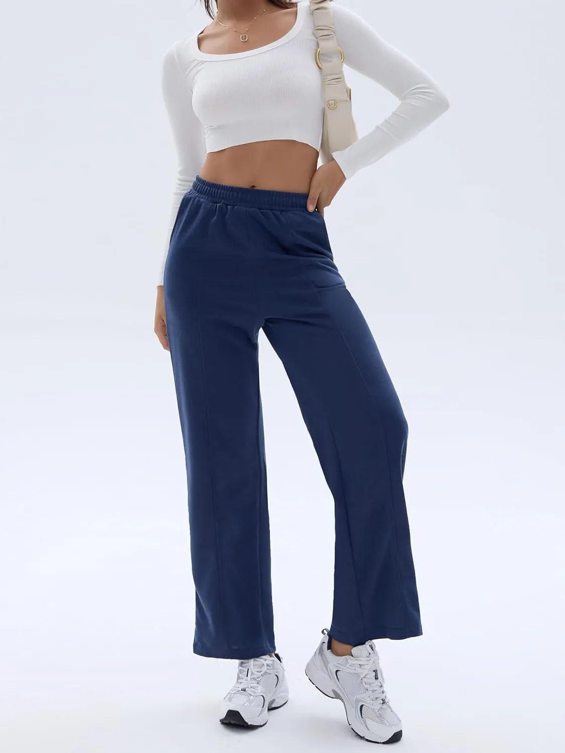 Cargo Sweatpants for Women High Waisted Wide Leg Cargo Pant Baggy Elastic Thicken with 6 Pockets