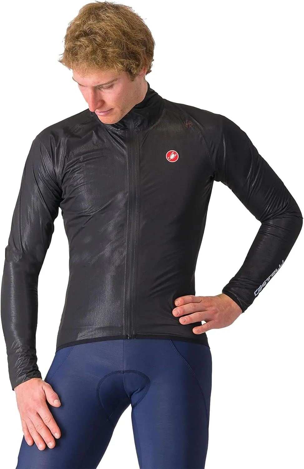 CASTELLI Mens Squall Shell Jacket, Full Waterproof, Windproof Lightweight Reflective Jacket for Road Cycling & Gravel Biking
