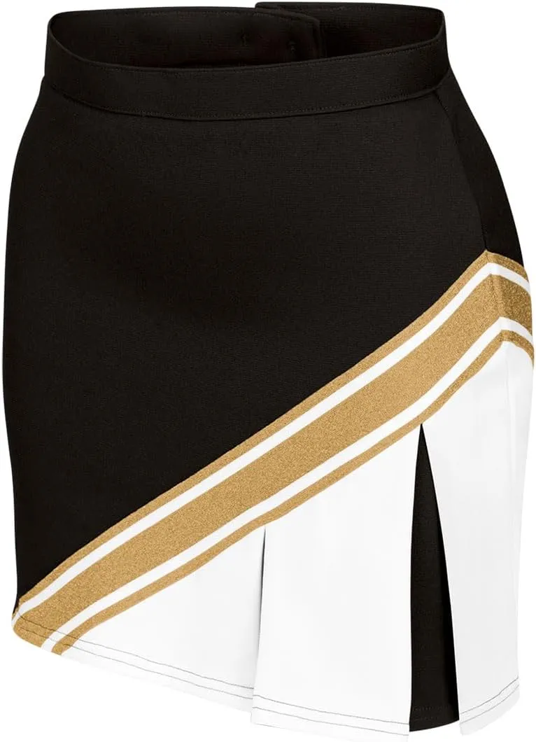 chass Cheerleading Uniform Skirt for Girls - Blaze Boost, Fitted Asymmetrical Pleat Cheerleader Outfit