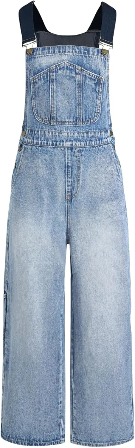CIDER Denim Buckle Wide Leg Jumpsuit
