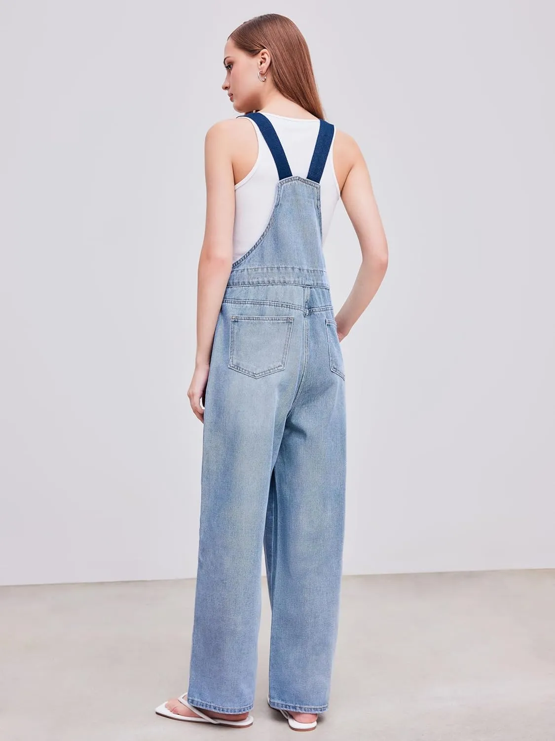 CIDER Denim Buckle Wide Leg Jumpsuit