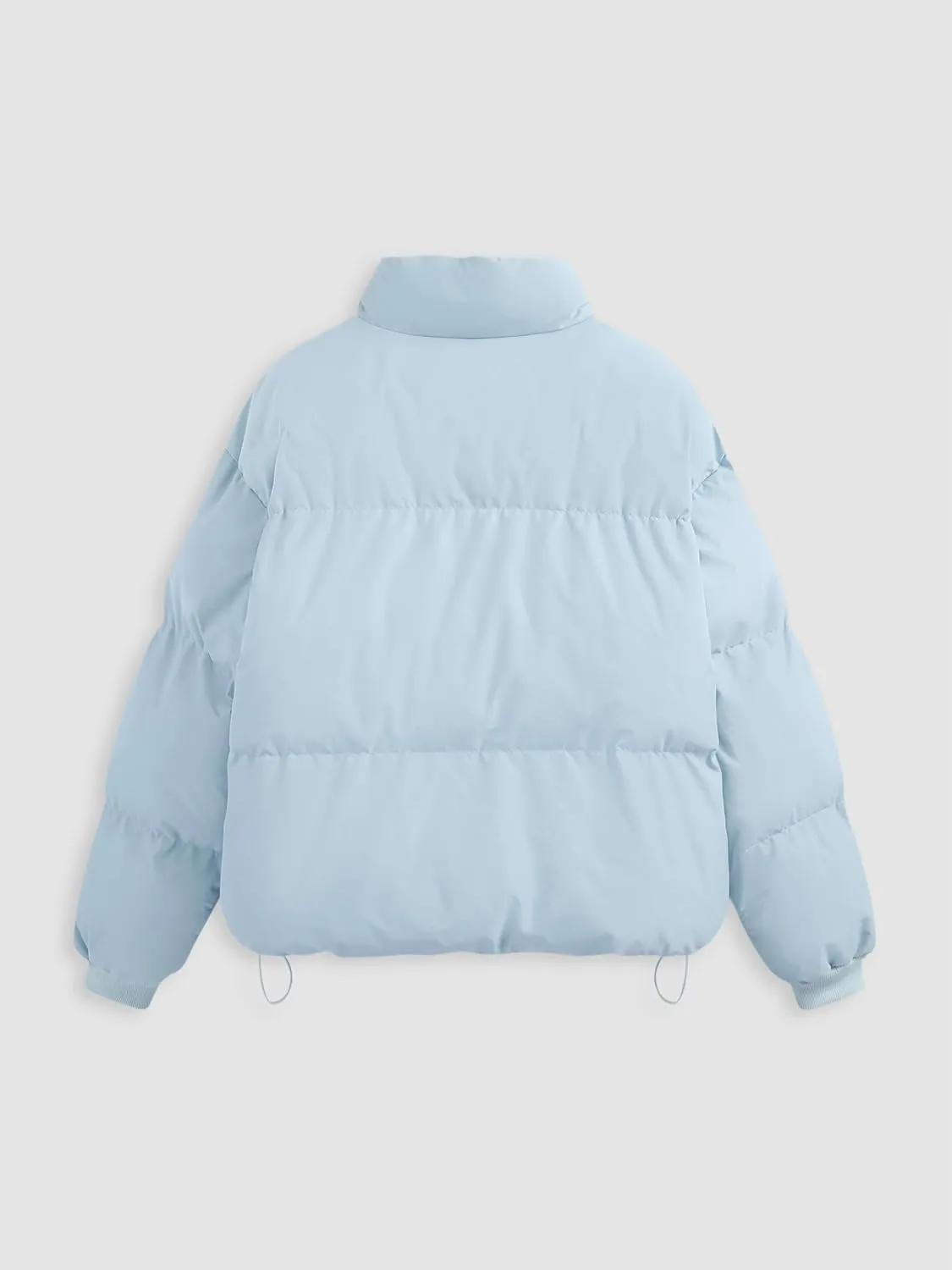 CIDER Womens Quilted Puffer Jacket Cropped Long Sleeve Stand Collar Zip Up Trendy Winter Coat