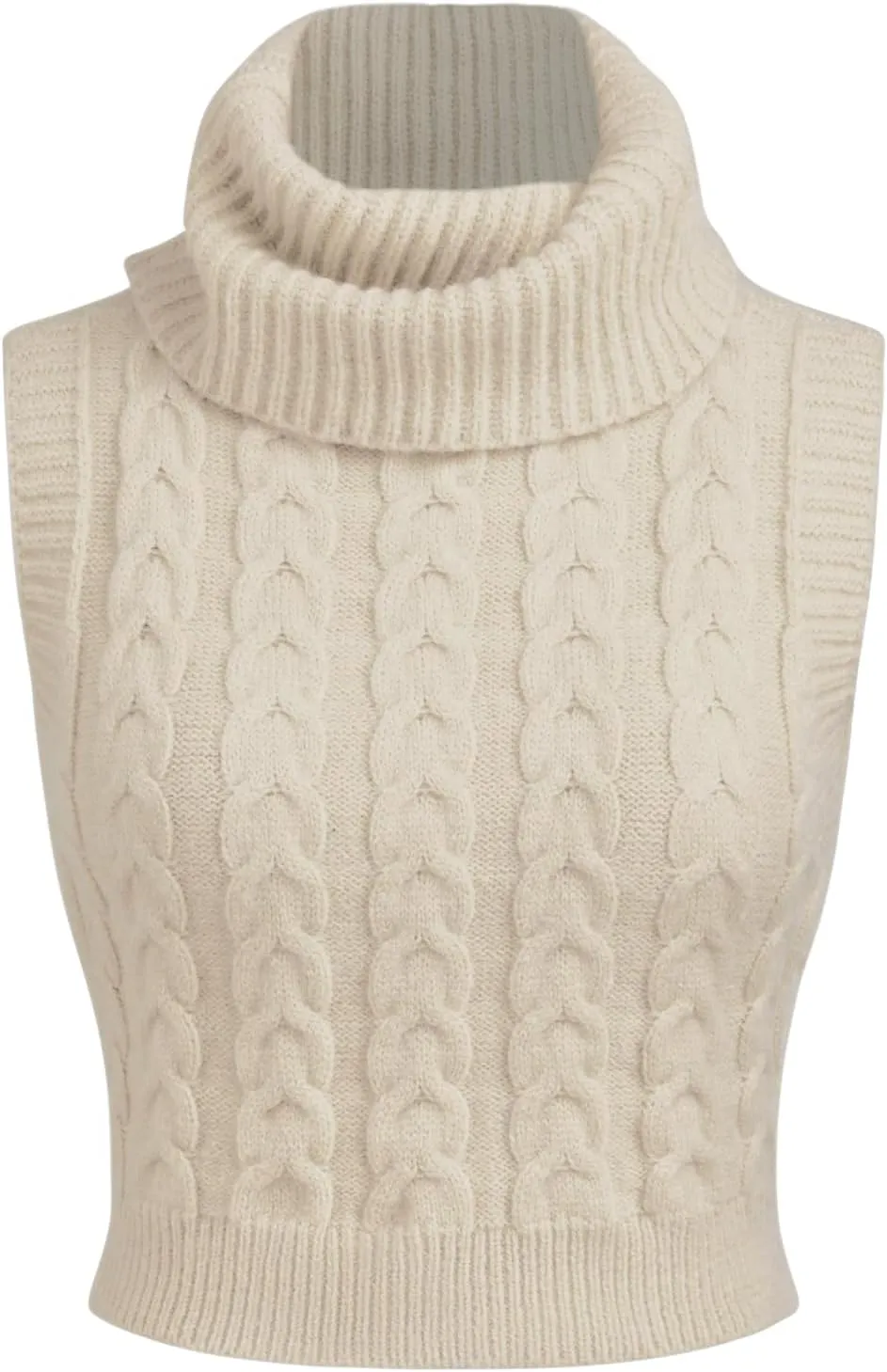 CIDER Womens Sleeveless Sweater Tops Turtle Necks Cable Knit Croped Vest Tank Top