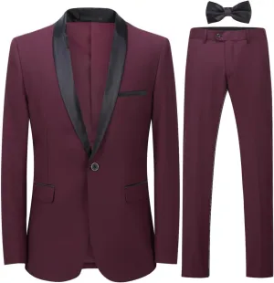 Cloudstyle Mens Tux Suits 2-Piece Shawl Collar Solid Prom Party Jacket Coat Pants Sets