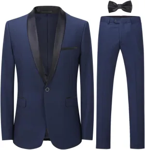 Cloudstyle Mens Tux Suits 2-Piece Shawl Collar Solid Prom Party Jacket Coat Pants Sets