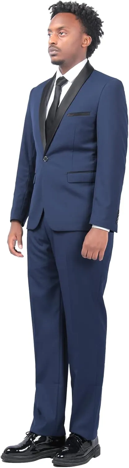 Cloudstyle Mens Tux Suits 2-Piece Shawl Collar Solid Prom Party Jacket Coat Pants Sets