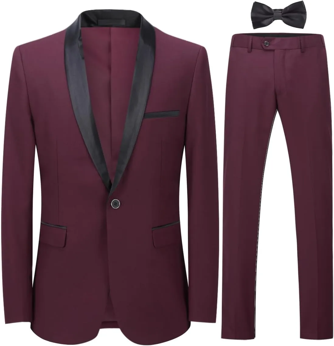 Cloudstyle Mens Tux Suits 2-Piece Shawl Collar Solid Prom Party Jacket Coat Pants Sets