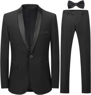 Cloudstyle Mens Tux Suits 2-Piece Shawl Collar Solid Prom Party Jacket Coat Pants Sets