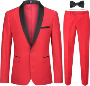 Cloudstyle Mens Tux Suits 2-Piece Shawl Collar Solid Prom Party Jacket Coat Pants Sets