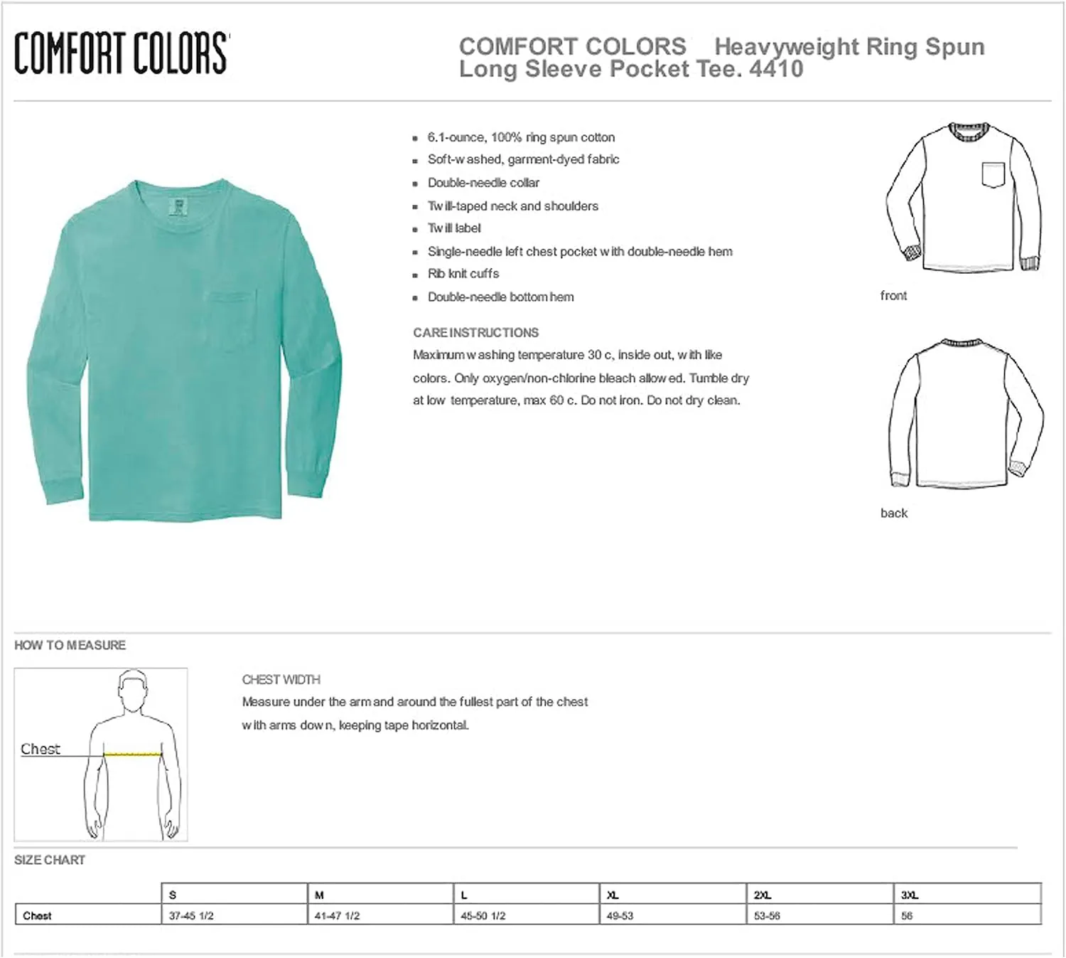 Comfort color Men's 4410 Heavyweight Long Sleeve Pocket T-Shirt