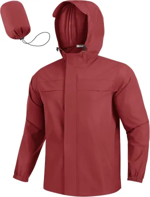 COOFANDY Men's Rain Jacket Waterproof Lightweight Windbreaker Packable Hooded Raincoat for Hiking, Cycling, Golf & Travel