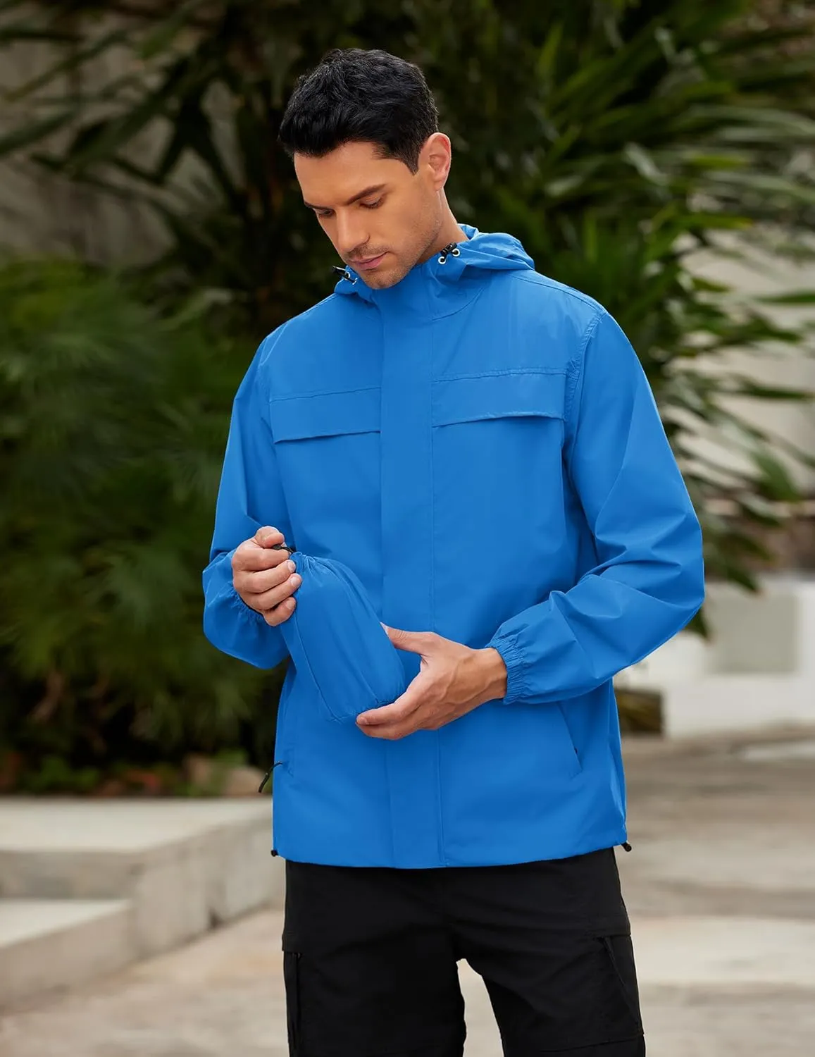 COOFANDY Men's Rain Jacket Waterproof Lightweight Windbreaker Packable Hooded Raincoat for Hiking, Cycling, Golf & Travel